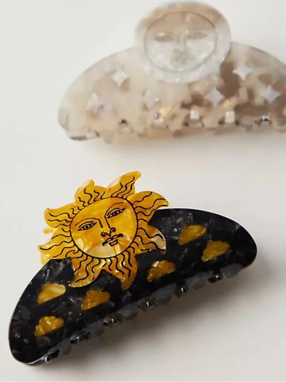 Free People Solar Eclipse Celestial Sun and Moon hair Claw clips pair